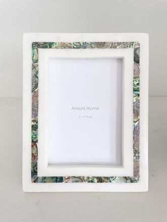 Anaya with Love Rainbow Pearl Marble Picture Frame 5x7 in White at Nordstrom