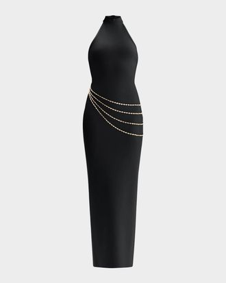 H&eacute;rve L&eacute;ger The Sybil Draped Chain Gown