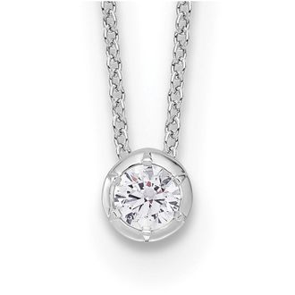 Diamond2Deal 14k White Gold 1/4 Ct Lab Grown Diamond Solitaire Slide Necklace 18 Clarity VS, Color D-E