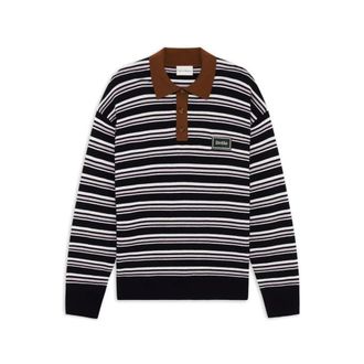 Dr&ocirc;le de Monsieur Tops, Heren, Veelkleurig, M, Gestreepte polo met lange mouwen