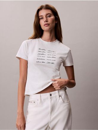 Calvin Klein Jeans Calvin Klein Womens Logo Font Graphic Slim T-Shirt - Light/Pastel Grey - XL