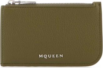 Alexander McQueen Stijlvolle Army Green Leren Kaarthouder - Heren - Portefeuilles - Groen - ONE Size - Accessoires