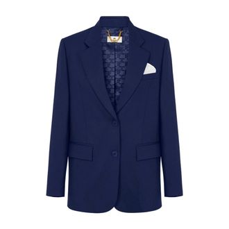 Elisabetta Franchi Dames, Jassen, Blauw, Maat: L Gabardine