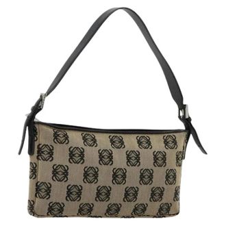 Loewe Pre-owned Shoulder Bags, female, Beige, Size: ONE SIZE Pre-owned Canvas Shoulder Bag