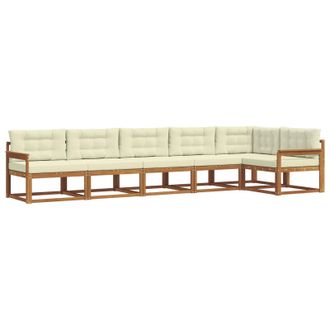vidaXL Conjunto De Sof&aacute;s De Exterior Con Coj&iacute;n 6 Pcs Natural Y Crema Vidaxl