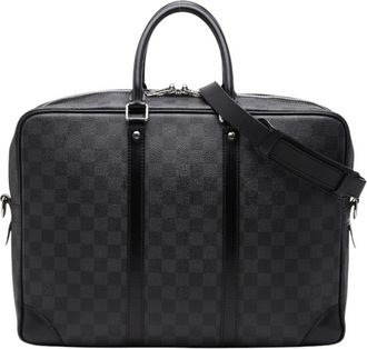 Louis Vuitton Black Gray Pvc Leather Briefcase (Pre-Owned)