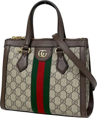 Gucci Ophidia Beige Brown Gg Supreme Shoulder Bag Tote Bag (Pre-Owned)