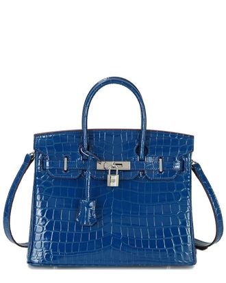 Tiffany & Fred Large Croc-Embossed Leather Satchel