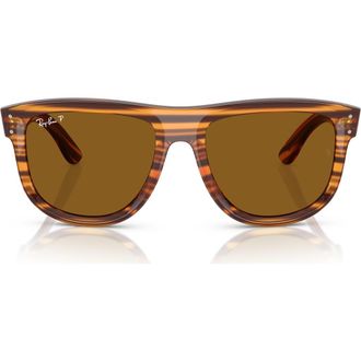 Ray-Ban 56mm Polarized Square Sunglasses in Striped Havana at Nordstrom