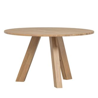Woood Mesa de comedor redonda de roble claro D129 cm
