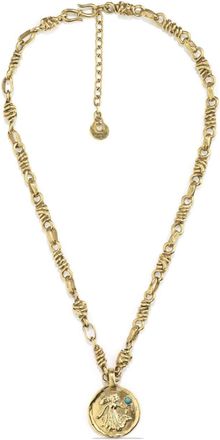 Goossens Talisman Virgo medal necklace - unisex - Resin/Brass/Natural Rock Crystal - One Size - Gold