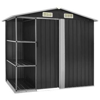 Berkfield Home Garden Shed with Rack Anthracite 205x130x183 cm Iron in Grey | Size: 205 x 130 x 183 cm