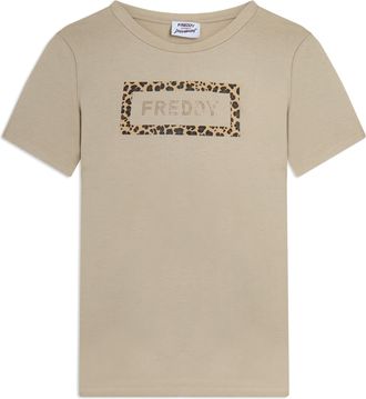 Freddy T-shirt Manica Corta con Grafica Animalier e Logo FREDDY