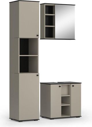 Vicco Conjunto De Muebles De Ba&ntilde;o Joli, Gris, 3 Partes, Con Unidad Alta, Vicco