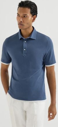 Brunello Cucinelli Piqu&eacute; polo shirt in Azure at Nordstrom, Size Xxx-Large Eu