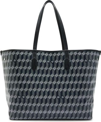 Au D&eacute;part No.55 Printed Leather Tote - Navy - One Size