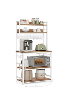 MID.YOU Mid.you Regal, Braun, Weiß, Metall, Holzwerkstoff, 4 Fächer, 80x170x40 cm, stehend, Wohnzimmer, Regale, Bücherregale