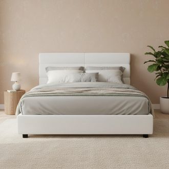 Dmora Cama De Plaza Y Media Briosco, Incluye Colch&oacute;n, Desenfundable Made In Italy, Contenedor, Blanco