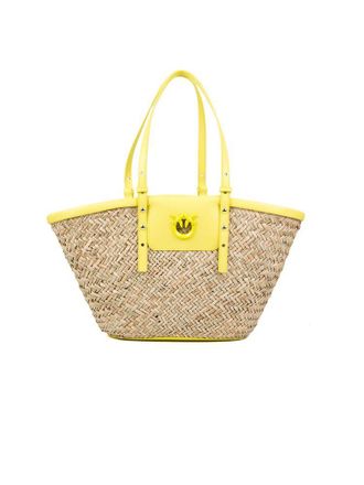 Pinko Womens Beach Bag Beige-Yellow Cow Leather - Other Beige/yellow
