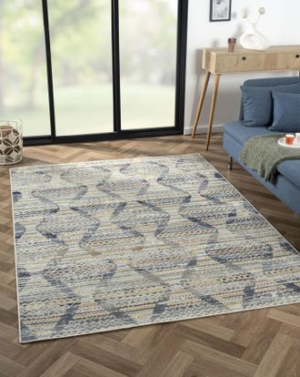 My Flair Teppich »Aurora 1« rechteckig 2 mm Höhe Flachgewebe, im modernem Used Look, superflach, weich durch Microfaser