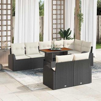 vidaXL Conjunto De Sof&aacute; De Jard&iacute;n 9 Pcs Negro Y Crema 100 X 55 X 73 Cm Vidaxl