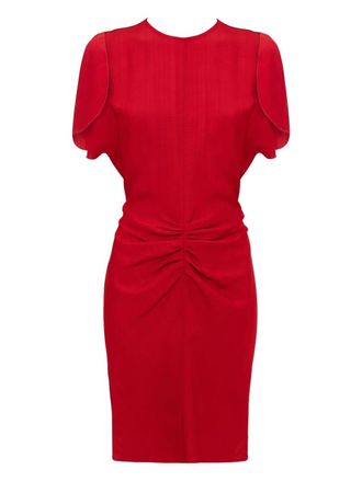 Victoria Beckham Gesmockte mini-jurk met pofmouwen - Rood