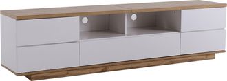 STILVORA Mueble De Tv Con 5 Puertas Y 2 Huecos Abiertos, Frentes Rejilla, Estilo Moderno, 180&times;46&times;38 Cm, Mdf, Blanco