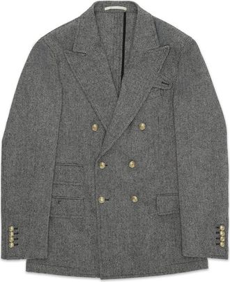 Fortela Travel Classic Herringbone Double Breasted Blazer in Multicolor at Nordstrom, Size 52 Eu