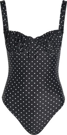 Faithfull The Brand Dinard Polka dot Swimsuit - Black And White - S (UK8-10 / S)