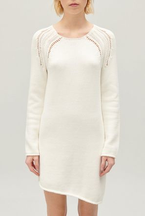 Claudie Pierlot Robe courte asym&eacute;trique maille &eacute;crue