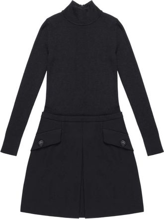 Nenette Abito con corpino in maglia e gonna in fresco lana stretch - Dames - Kleedjes - Blauw - L - Wol - Kleedjes