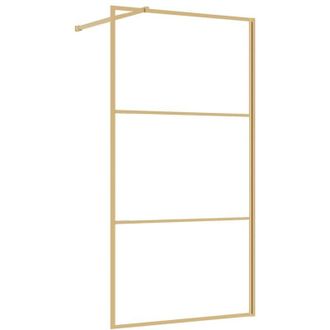 vidaXL Vidaxl - Mampara Puerta Ducha Vidrio Transparente Esg Dorado 100x195 Cm