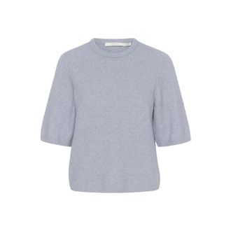 Gestuz Alpaca Wool Blend Tee - Grey Blue - female - Gestuz - Round-neck Knitwear - Blue - L - Knitwear
