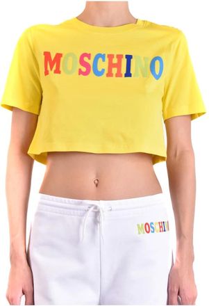 Moschino Stijlvol T-shirt - Dames - T-shirts - Geel - S - Katoen - Tops