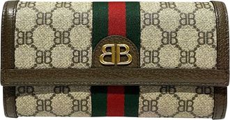 Balenciaga Beige Brown Pvc Leather Long Wallet (Bi-Fold) (Pre-Owned)