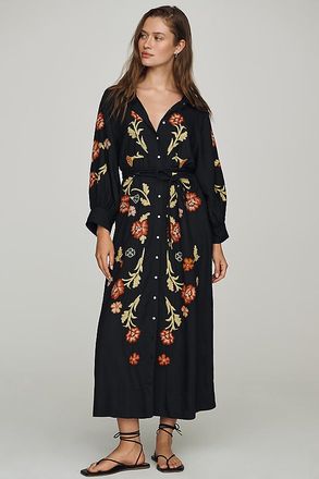 The Great. Embroidered Midi Dress