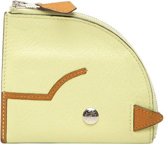 Herm&egrave;s Brown Yellow Chevre Leather Coin Purse/Coin Case (Pre-Owned)