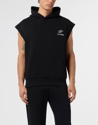 Plein Sport Pique Hoodie Vest Icon Men in Black at Nordstrom, Size Xxx-Large