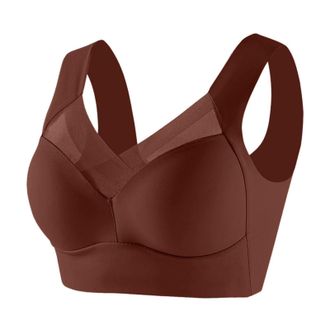 Generic Seamless Comfort Sports Bra for Women Non Wired Design, Mesh Detailing, Perfect for Fitness Activities and Casual Days, Extended Sizing Options Coffee