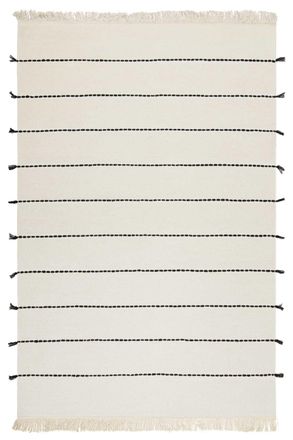 Esprit Alfombra lana tejida a mano color crudo y negro 160x230 GOODWEAVE