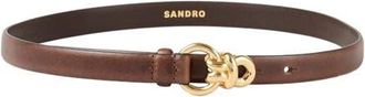 Sandro Slim leather belt in Brown at Nordstrom, Size Medium