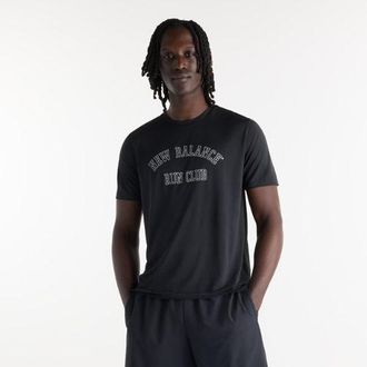 New Balance Hombre Grey Day Running Club T-Shirt en Negro, Polywoven, Talla 2XL