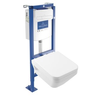 Villeroy & Boch Pack Inodoro Suspendido Sin Reborde Villeroy&boch Architectura Twistflush [e&sup3;] Redondo + Bastidor De Instalaci&oacute;n Suelo Y Pared + Placa Blanca