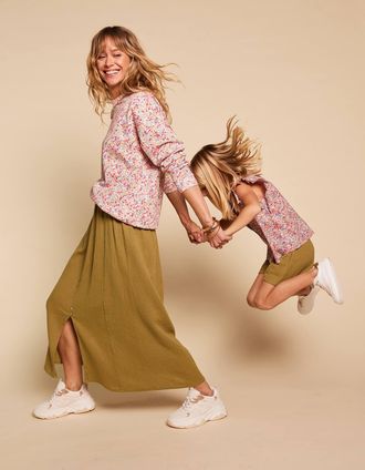 Envie de Fraise Umstands-Maxirock aus Baumwoll-Musselin ENVIE DE FRAISE, Bio-Baumwolle olivgr&uuml;n