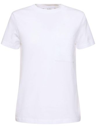 Tシャツ・カットソー MAX MARA Acacia cotton t-shirt Jersey t-shirt with embroidery, white blue | 