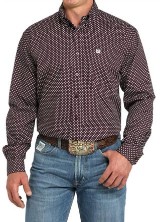 Cinch Mens Print Classic Button Down Shirt In Purple/multi