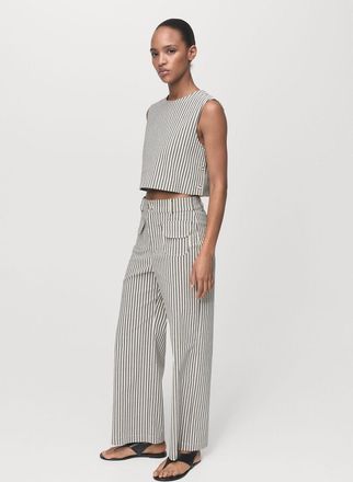 Mango Top righe bottoni grezzo - Donna - XS - MANGO