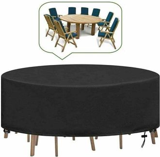 GTA Funda Redonda Para Mesa De Jard&iacute;n, Lona Impermeable Y Anti-uv Oxford Resistente Para Muebles De Exterior, Mesa Y Silla De Jard&iacute;n, &Oslash;230 X 100 Cm