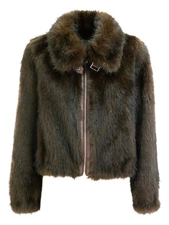 Bully zip-up faux-fur jacket - Brown