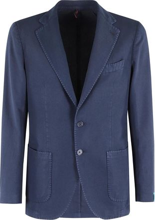 Santaniello Blauwe Ice Gabardine Jas - Heren - Blazers - Blauw - M - Katoen - Jassen